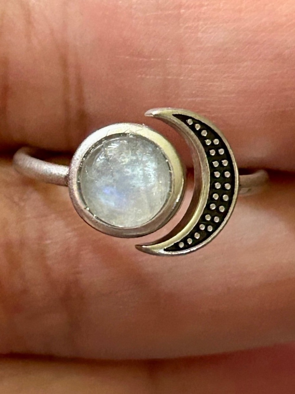Moonstone Crystal Ring Sterling Silver S925 Jewelry Crescent S 925 New Authentic